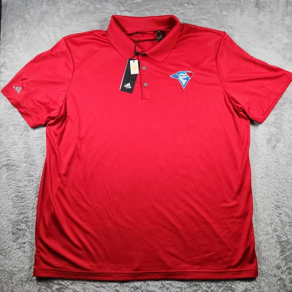 Toronto Blue Jays Polo Shirt Mens 2XL Red MLB Baseball‎ Adidas Golf UPF 50 Top